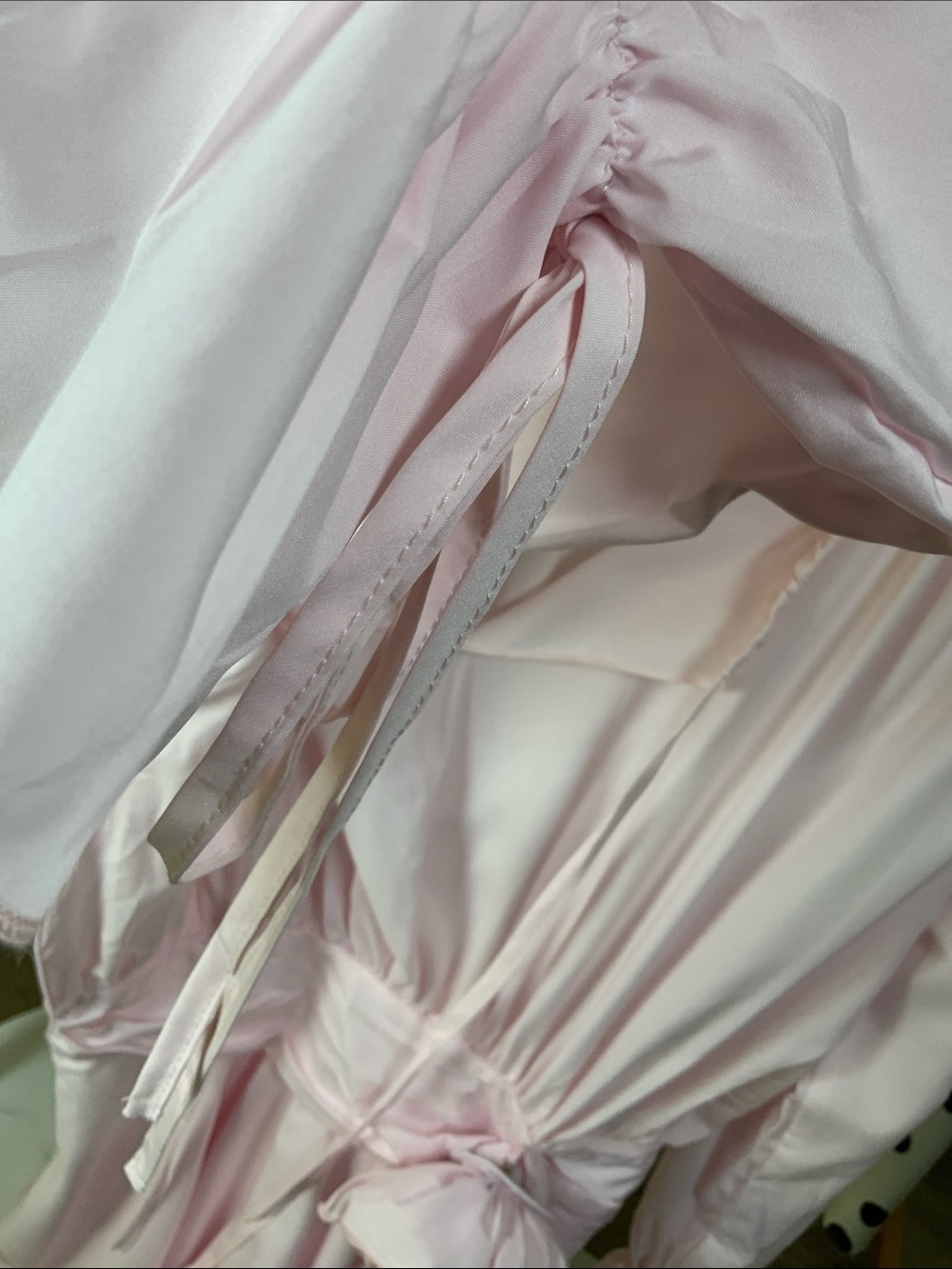 Women's Light Pink Peasant Blouse with Waist Flower - Picture 12 of 15